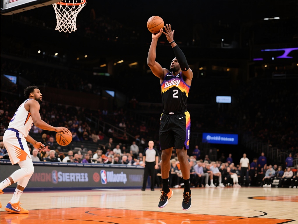 接到布克传球的奥尼尔，在右侧三分线外毫不